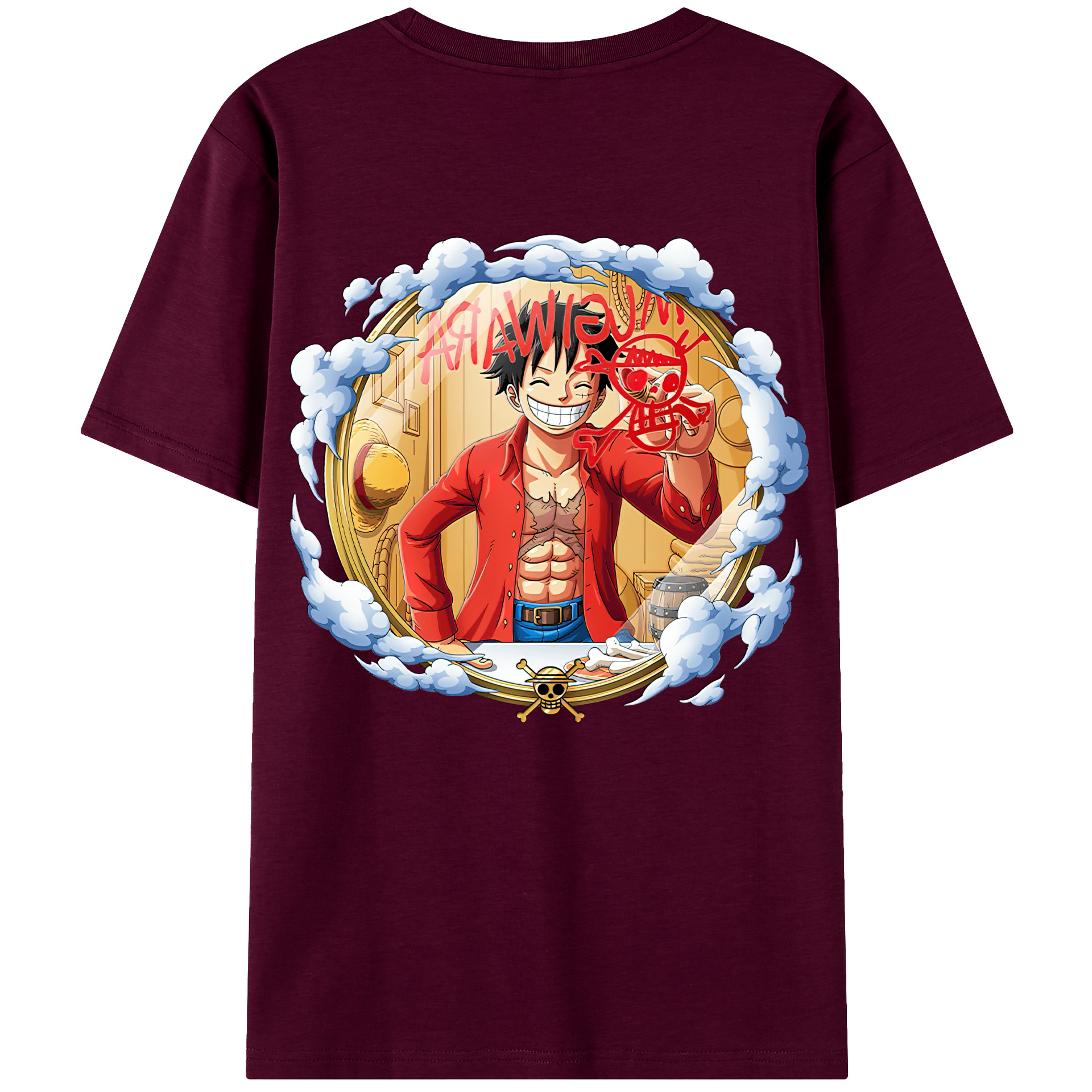 ワンピース モンキー・D・ルフィ ONE PIECE Monkey D. Luffy レディース半袖Tシャツ(バックプリント)